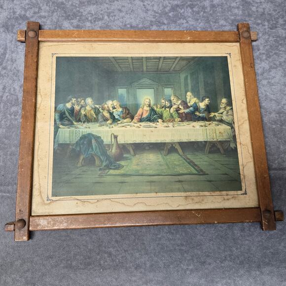 The Last Supper by Brunozetti Print Mounted in Handmade 13" x 11" Wooden Frame - Picture 12 of 13
